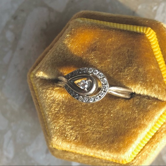 Diamond Halo 925 Sterling Silver Pear Infinity Vintage Ring - Picture 11 of 13